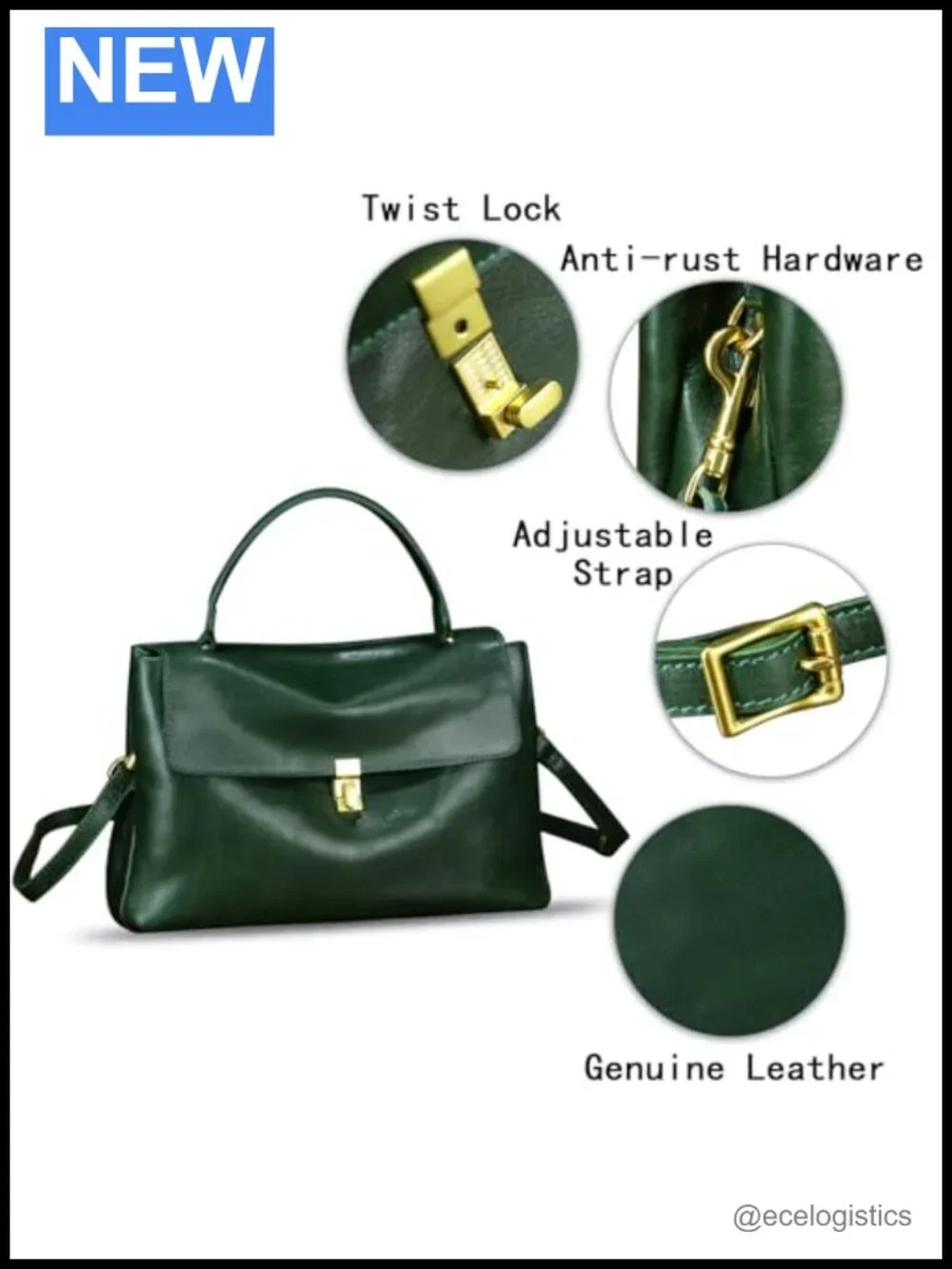Genuine Leather Satchel Purse Crossbody Shoulder Bag